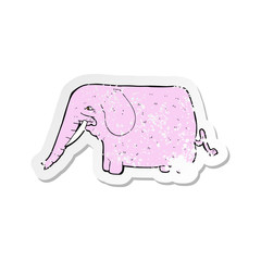 retro distressed sticker of a cartoon funny elephant