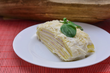 Chicken lasagna with white cheese