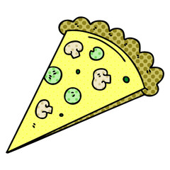 quirky comic book style cartoon slice of pizza