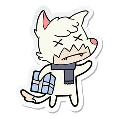 sticker of a cartoon dead fox