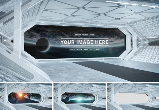 White Spaceship with Window Mockup