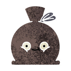 retro illustration style cartoon sack