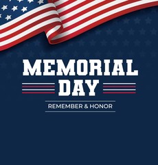 Happy Memorial Day background. National american holiday illustration. Vector Memorial day greeting card - obrazy, fototapety, plakaty
