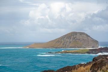 The small Rabbit island, off the coast of Oahu, Hawaii.