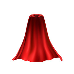 Cape set isolated on white background. Red superhero cloak. Vector silk flying super hero cloth. © Kindlena