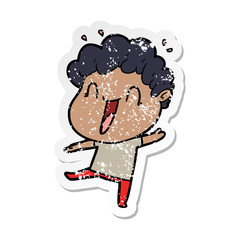 Fototapeta premium distressed sticker of a cartoon happy man
