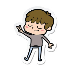 sticker of a cartoon happy boy