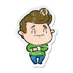 Obraz premium distressed sticker of a happy cartoon man
