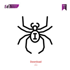 Outline spider icon isolated on white background. insect icons. Graphic design, mobile application, logo, user interface. Editable stroke. EPS10 format vector illustration