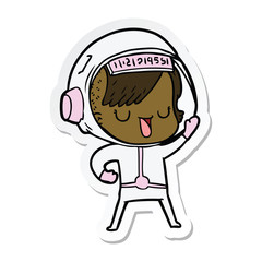 sticker of a cartoon astronaut woman