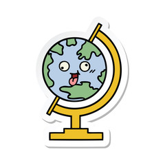sticker of a cute cartoon globe of the world
