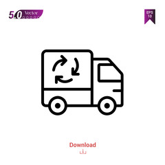 recycling-truck ecology icon isolated on white background. ecology icons Graphic design, mobile application, logo, user interface. Editable stroke. EPS10 format vector illustration