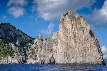 The Faraglioni of Capri seen from the sea, Italy