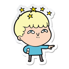 Obraz premium sticker of a cartoon amazed boy