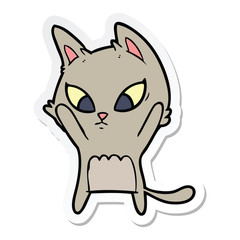 sticker of a confused cartoon cat