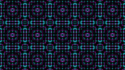 Animated light shinning pink and blue dots and stars shapes. bright shinning colored dots and stars with 3D camera movement. Abstract background with neon and stars and dots effect.