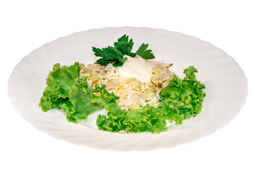  meat dish from the restaurant cutlet. isolated background. view from above. side view