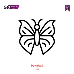 Outline butterfly  icon isolated on white background. insect icons. Graphic design, mobile application, logo, user interface. Editable stroke. EPS10 format vector illustration