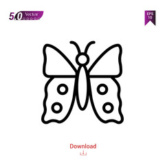 Outline butterfly icon isolated on white background. insect icons. Graphic design, mobile application, logo, user interface. Editable stroke. EPS10 format vector illustration
