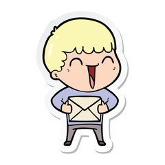 sticker of a cartoon happy man