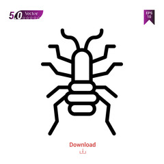 Outline flea icon isolated on white background. insect icons. Graphic design, mobile application, logo, user interface. Editable stroke. EPS10 format vector illustration