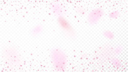 Nice Sakura Blossom Isolated Vector. Watercolor Showering 3d Petals Wedding Pattern. Japanese Style Flowers Wallpaper. Valentine, Mother's Day Realistic Nice Sakura Blossom Isolated on White