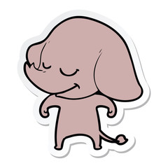 sticker of a cartoon smiling elephant