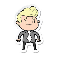 sticker of a happy cartoon man in office clothes