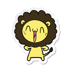 sticker of a happy cartoon lion