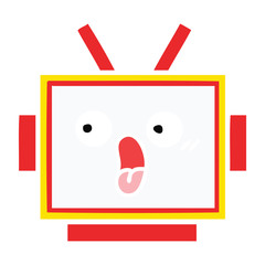 flat color retro cartoon robot head