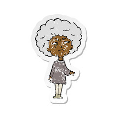 retro distressed sticker of a cartoon old lady