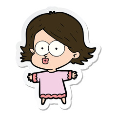 sticker of a cartoon girl pouting