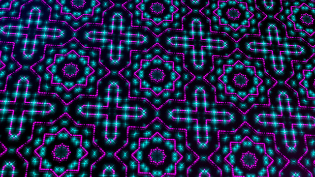 Animated light shinning pink and blue dots and stars shapes. bright shinning colored dots and stars with 3D camera movement. Abstract background with neon and stars and dots effect.