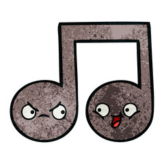 retro grunge texture cartoon musical note