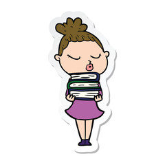 sticker of a cartoon calm woman