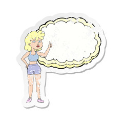 retro distressed sticker of a cartoon gym woman