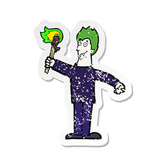 retro distressed sticker of a cartoon spooky vampire