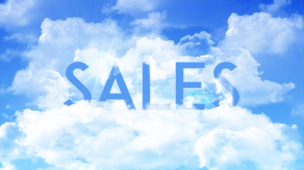 Word SALES in colorful clouds, communication concept 