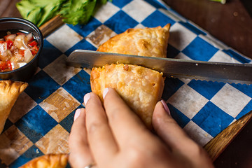 Traditional food argentina empanadas hands 