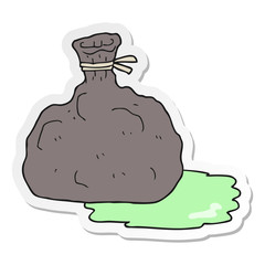 sticker of a cartoon bag of garbage