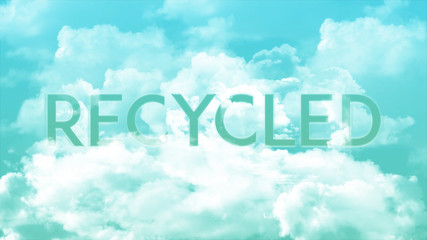 Naklejka na ściany i meble Word RECYCLE in colorful clouds, communication concept 