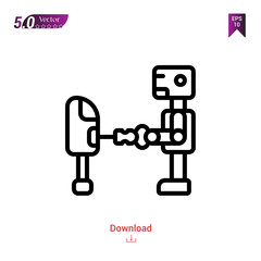 Outline robot  icon isolated on white background. Line pictogram. Graphic design, mobile application, artificial intelligence icons, user interface. Editable stroke. EPS10 format vector illustration