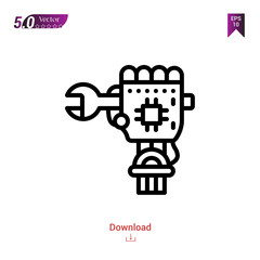 Outline robot  icon isolated on white background. Line pictogram. Graphic design, mobile application, artificial intelligence icons, user interface. Editable stroke. EPS10 format vector illustration