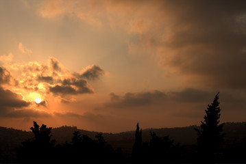 Sunset over Beit Nekofa, Israel. August 2018.