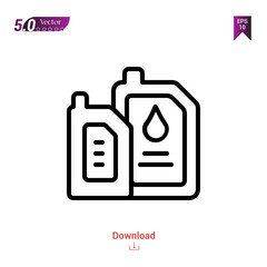 Outline oil car icon isolated on white background. Line pictogram. Graphic design, mobile application,  car parts icons, user interface. Editable stroke. EPS10 format vector illustration