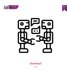 Outline robot icon isolated on white background. Line pictogram. Graphic design, mobile application, artificial intelligence icons, user interface. Editable stroke. EPS10 format vector illustration