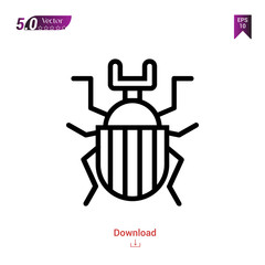 Outline beetle icon isolated on white background. insect icons. Graphic design, mobile application, logo, user interface. Editable stroke. EPS10 format vector illustration