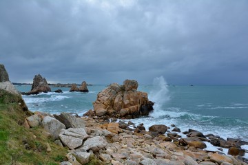 Magnifique paysage de mer en Bretagne à Plougrescant