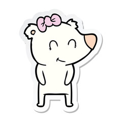sticker of a female polar bear cartoon
