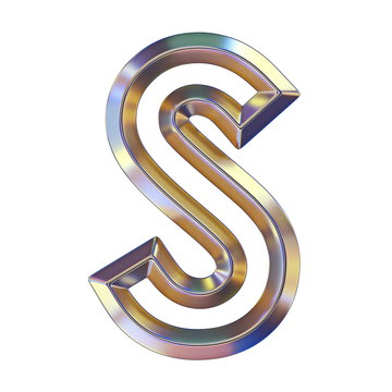 recommend clip art: Chrome font with colorful reflections Letter S 3D